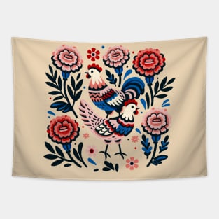 Chickens and Marigolds Tapestry