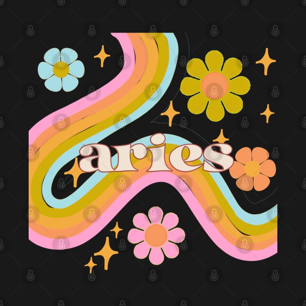 Aries 70s Rainbow with Flowers by Deardarling