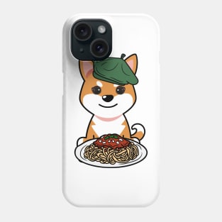 Cute orange dog eating spaghetti Phone Case