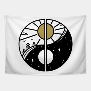 Yin Yang Night Day Tapestry