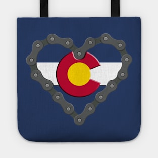 Colorado Flag Heart Bike Chain Cyclist Tote