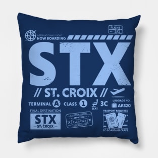 Vintage St. Croix STX Airport Code Travel Day Retro Travel Tag USVI Pillow