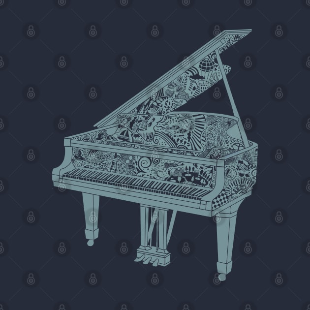 Piano Playing - Grey Ink by BullShirtCo