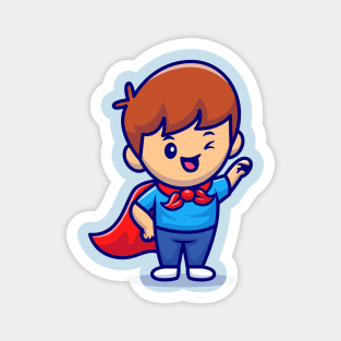 Cute Boy Superhero Cartoon Magnet