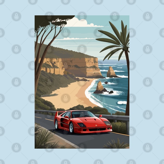 Italian Red F40 Classic Car Poster by VENZ0LIC