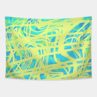 Abstract Swirly Green, Yellow, and Blue Design, made by EndlessEmporium Tapestry