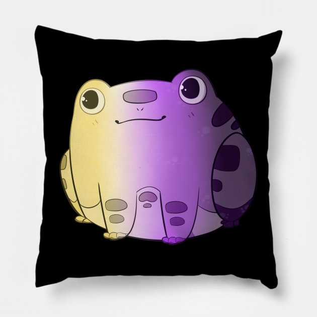 Chibi Frog Sitting - NB Flag Pillow by larkspurhearts