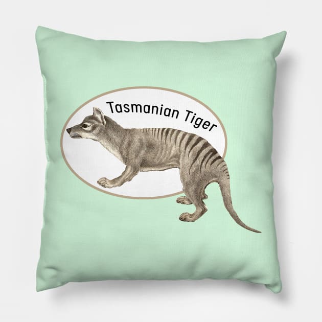 Tasmania Tiger Animal of Australia Pillow by Marccelus