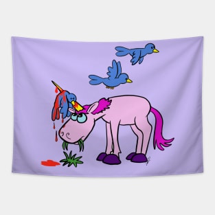 Unicorn bird accident Tapestry