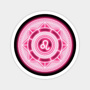 Pink Neon Leo Zodiac Sign Magnet