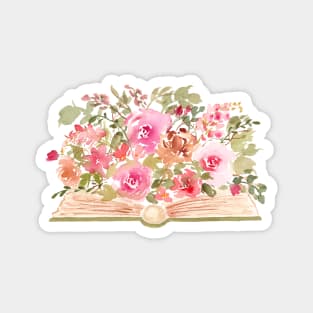 Watercolor Book with Pink Florals Magnet