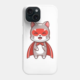 Cute cat super hero cartoon Phone Case