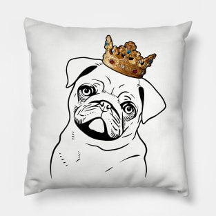 Pug Dog King Queen Wearing Crown Pillow