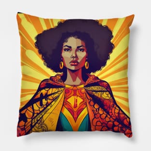 African Queen, Afro Superhero, Female Warrior, Black History Pillow