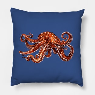 Giant Pacific Octopus Color Ink Drawing Pillow