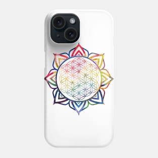 Rainbow Lotus Flower of Life Mandala Phone Case