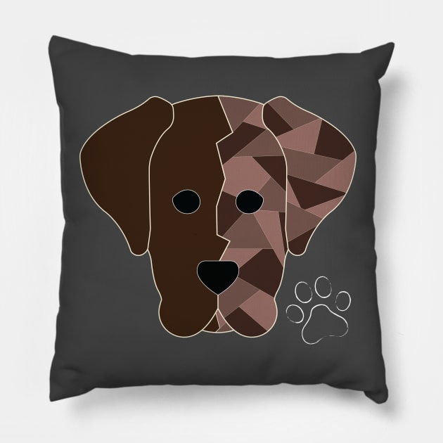 Geometric Chocolate Lab Pillow by Kali Farnsworth