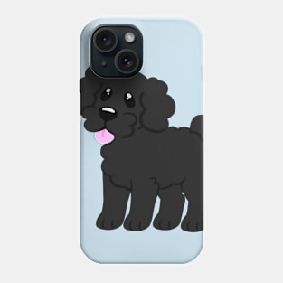 Simple Black Poodle - Blue Phone Case