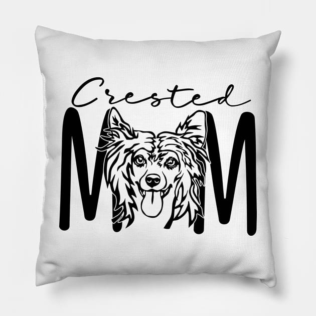 Crested Mom - Chinese Crested Dog Breed - Dog Mom - Fur Mama - Dog Lover Gift - Gifts For Mom - Gift For Her - Unisex Graphic Tee Pillow by bob2ben