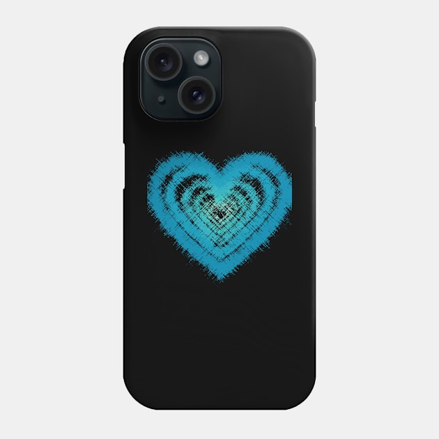 Pencil Strokes Blue Green Heart Pattern Phone Case by Peaceful Space AS