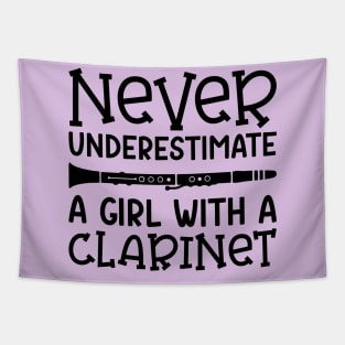 Never Underestimate A Girl With A Clarinet Marching Band Cute Funny Tapestry