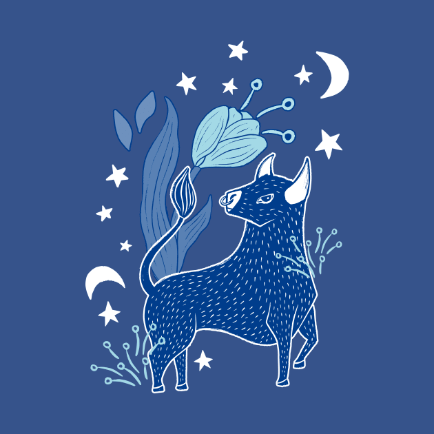 Cosmic Ox, Blue by Jacqueline Hurd