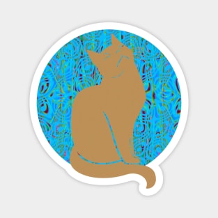 Tan Cats Purrfect Psychedelic Garden Silhouette Art Magnet