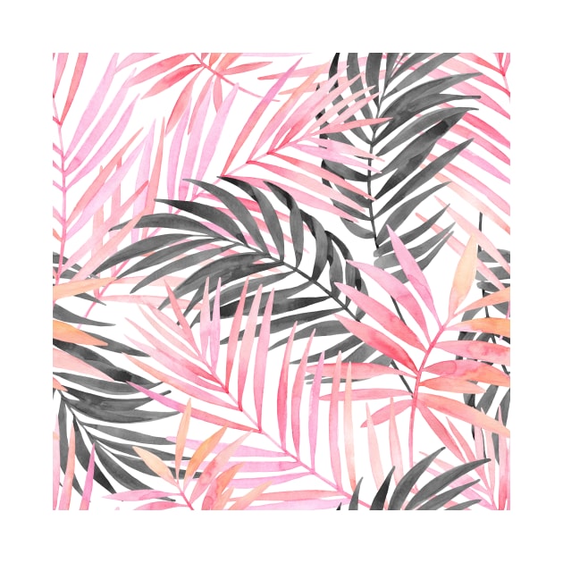 Blush Pink Watercolor Tropical Palm Leaves by NewburyBoutique