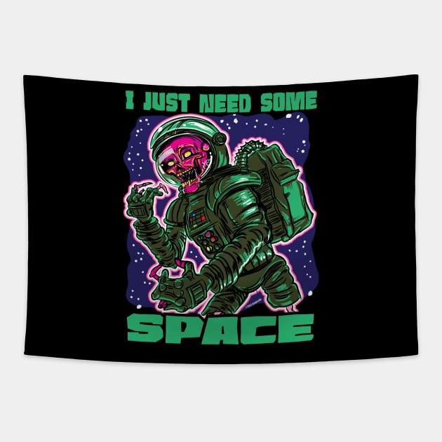 I Just Need Some Space Zombie Astronaut Tapestry by eShirtLabs