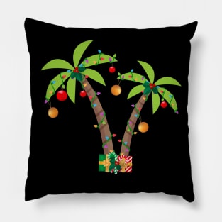 Decorated Christmas Palm Tree Tropical Pillow