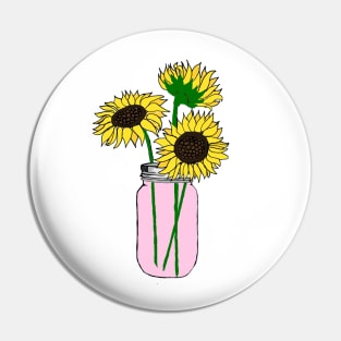 Sunflowers in a Pink Jar Pin