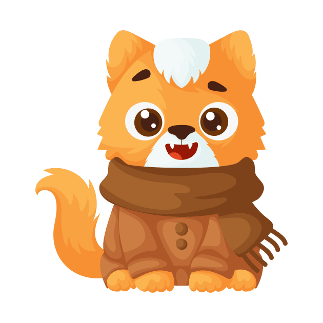 Little Cute Cat in a Warm Sweater and Scarf by Javvani