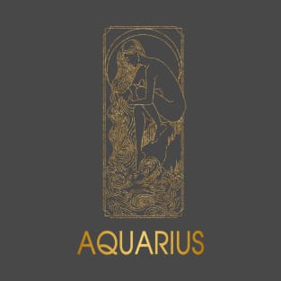 Golden Aquarius Zodiac Sign T-Shirt