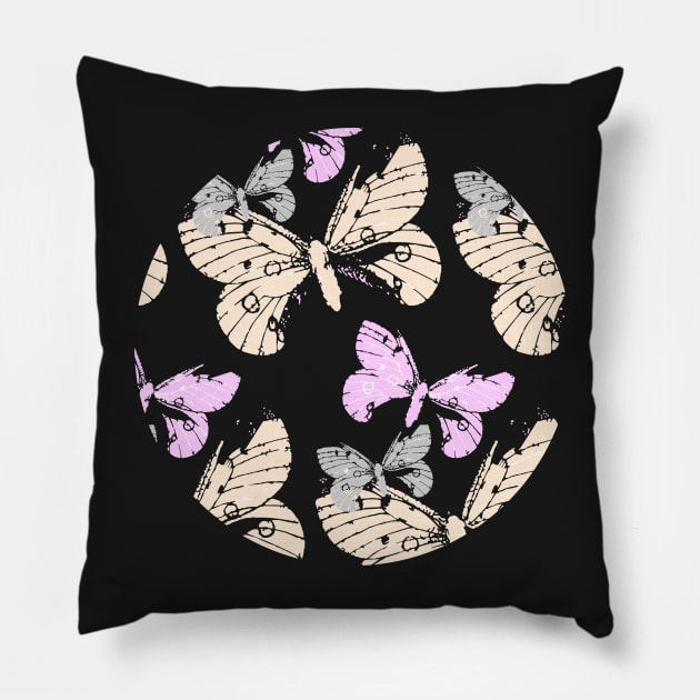 Butterflies on Coral Red Pillow by Artskratch