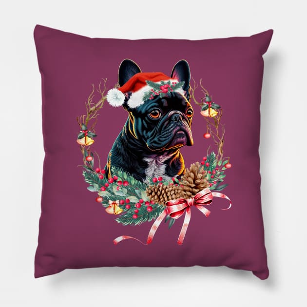 Christmas Dog French Bulldog Pillow by Astramaze