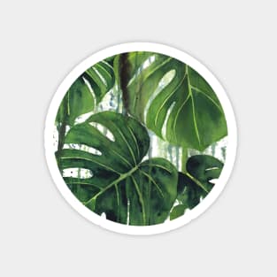 Abstract Monstera Leaves Painting 3 Magnet