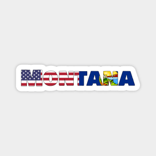 Montana State Flag/American Flag Logo Magnet