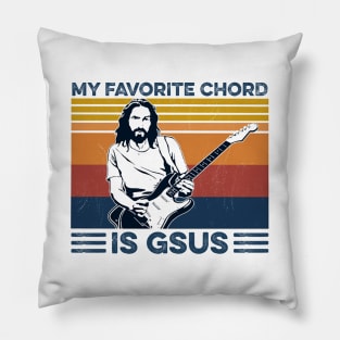 My Favorite Chord Is Gsus Jesus Playing Guitar Vintage Shirt Pillow