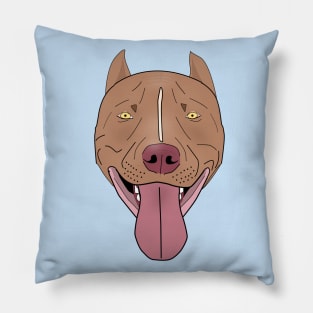 Smiling Red Nose Pit Bull with his Tongue Out - Line Art Pillow