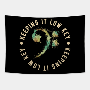 Bass Clef Retro - Keeping It Low Key Funny Music Lovers Gift Tapestry