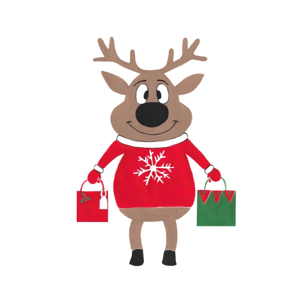 CHRISTMAS Reindeer Goes Christmas Shopping by SartorisArt1