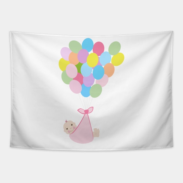 Baby with balloon and newborn baby Tapestry by GULSENGUNEL