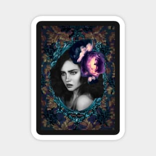 Digital Artwork Woman Art Portrait Floral Fine Artist Magnet