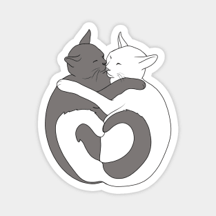 Gray and White Hugging Cats Magnet