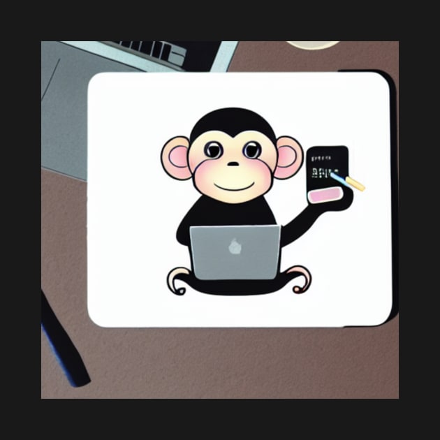 Cute monkey working on laptop - Funky Designs, Laptop designs by ViralAlpha