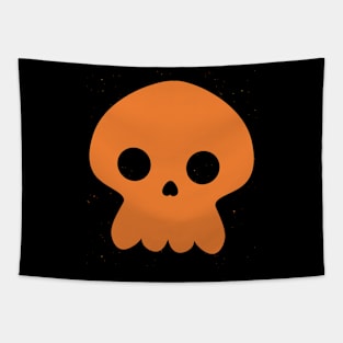 Orange silhouette of a skull and crossbones Tapestry