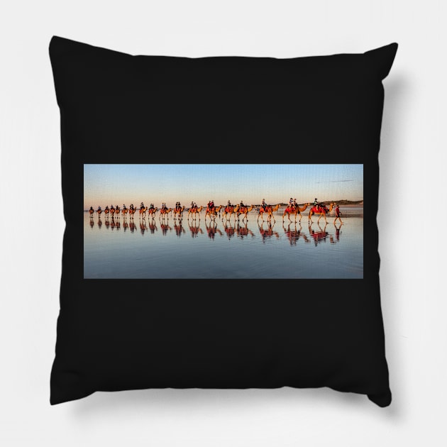 Camel Riders, Cable Beach, Broome WA Pillow by AndrewGoodall