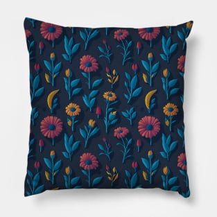 Scandinavian Summer Colorful Spring Flowers Pillow