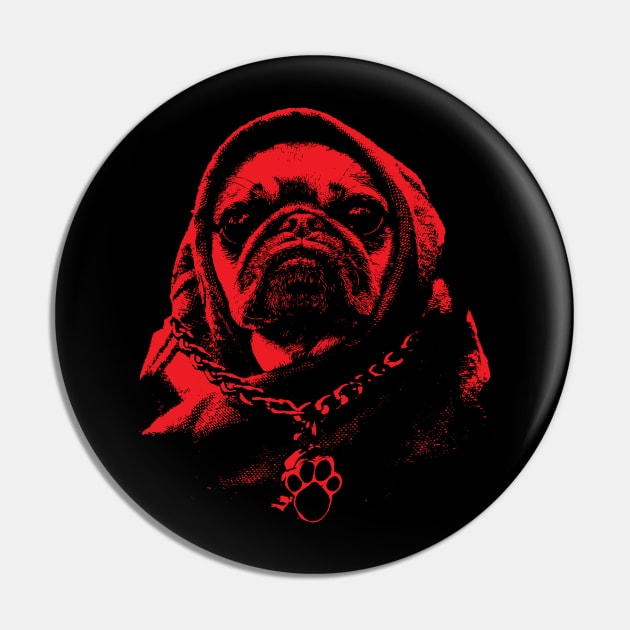 Gangsta Pug Thug (red) Pin by Elvdant