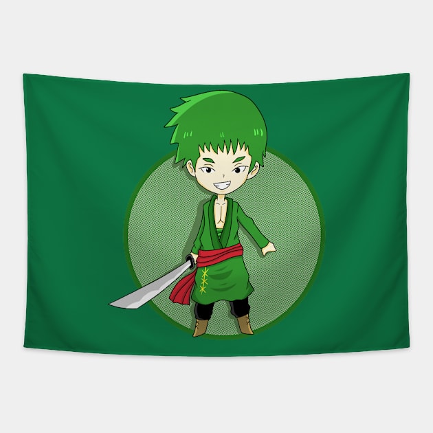 swordman cartoon funny cute cool Tapestry by Ojoy